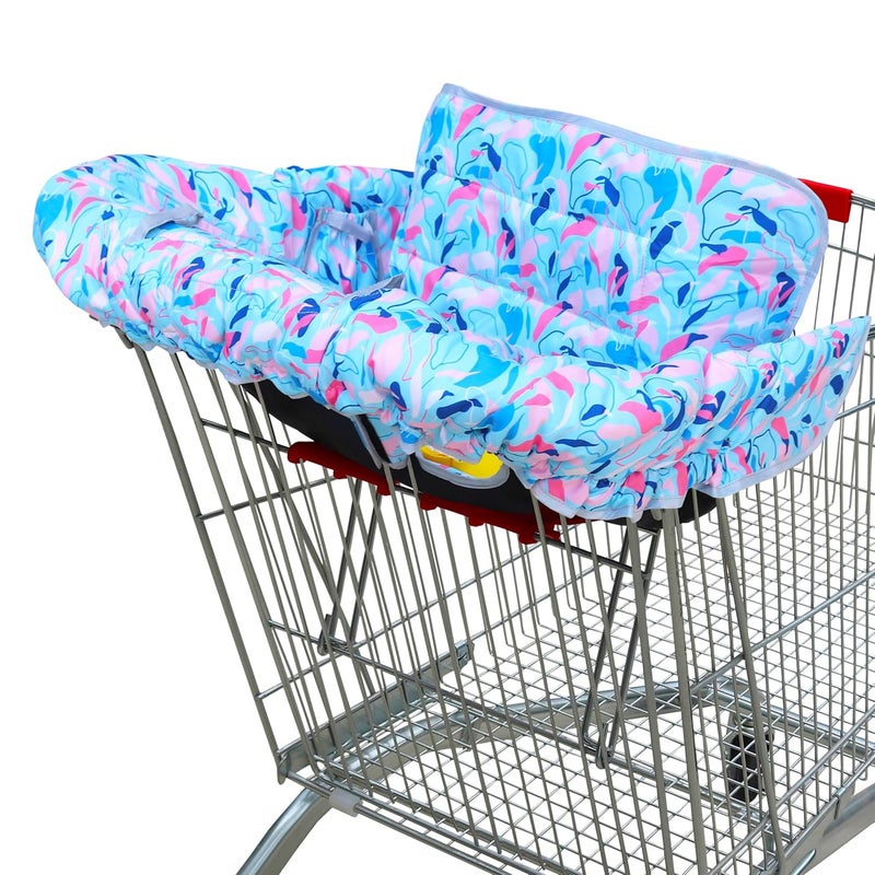Gowraps 2-in-1 Shopping Cart and High Chair Cover-Grocery Cart Cover for Babies Toddlers Infants Resturant Highchair Cover-Padded Folds to Portable Pouch for Baby Boy Girl (Plants) - Image 2
